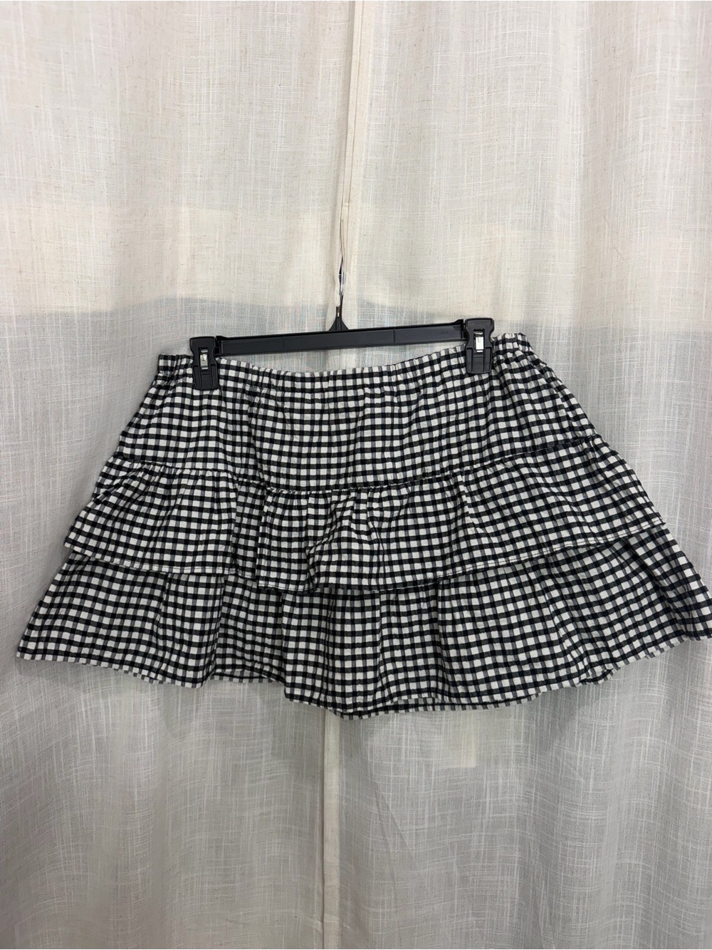 Black & White Gingham Tiered Mini Skirt